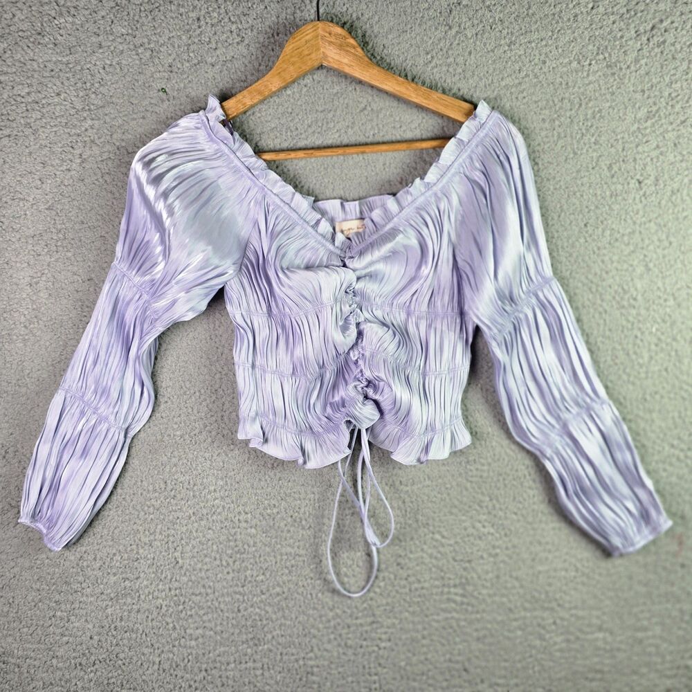 Beige Botany Lilac Milkmaid Peasant Top S Ruched Romantic Regencycore Whimsigoth
